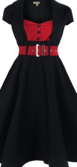 red and black swing dress
